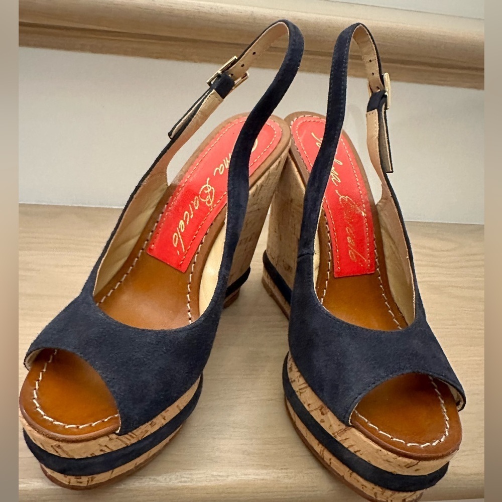 Paloma Barcelo Suede Platform Wedge Sandals - size 38 - Picture 2 of 6